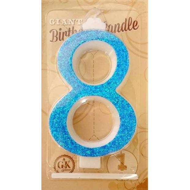 Kerze große blaue Nummer 8 6469