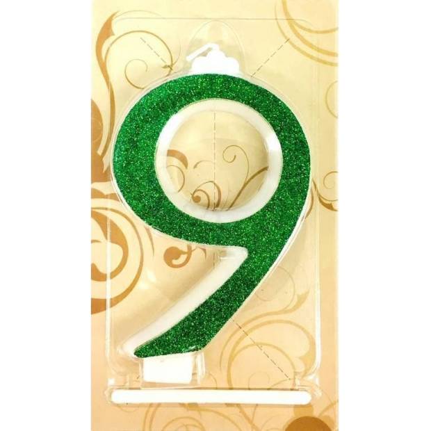 große grüne Kerze Nummer 9 6527