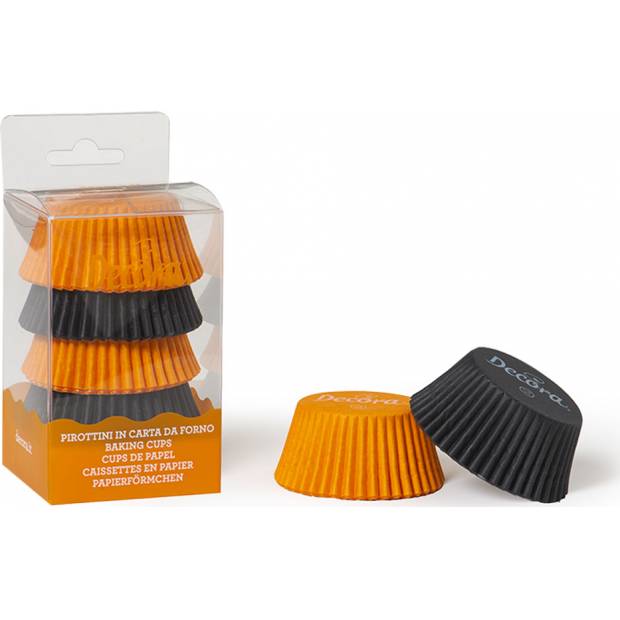 Halloween Muffinkörbchen schwarz und orange 36Stk 5x3cm