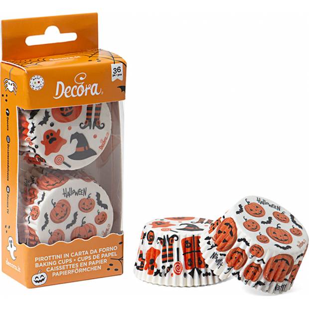 Halloween Muffinkörbchen Kürbis und Fledermäuse 36Stk 5x3cm