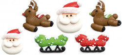 Zuckerdekoration Weihnachten Rentier und Weihnachtsmann 6pcs