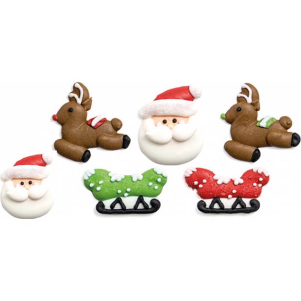 Zuckerdekoration Weihnachten Rentier und Weihnachtsmann 6pcs