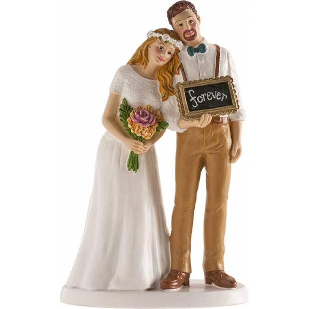 Hochzeitstortenfiguren mit Inschrift für immer