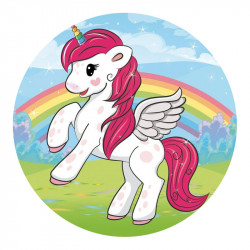 Essbares Tortendekorationspapier Einhorn und Regenbogen 20 cm