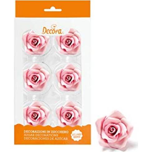 Zuckerrosen groß rosa 6pcs 5cm