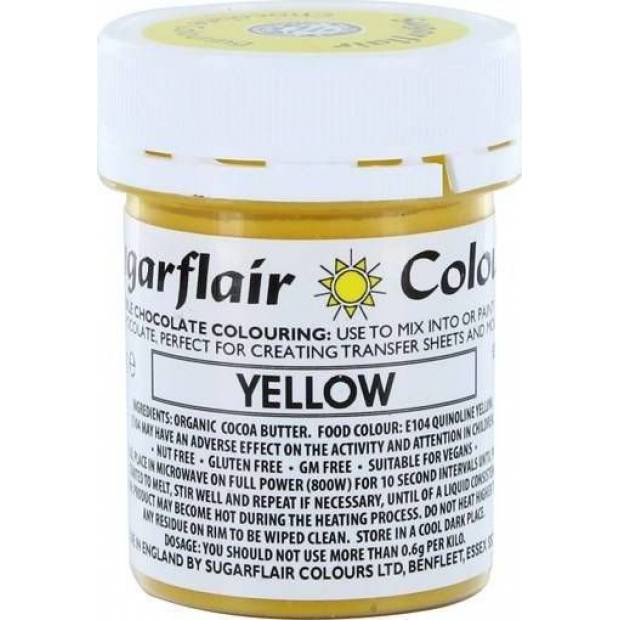 Schokoladenfarbe auf Kakaobutterbasis Sugarflair Yellow (35 g) C303 Tortendekoration