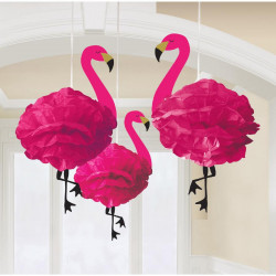 Partydekoration zum Aufhängen 3St. Flamingos 49,5cm
