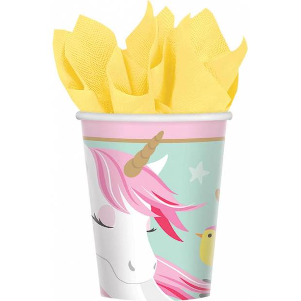 Pappbecher 8pcs Einhorn 266ml