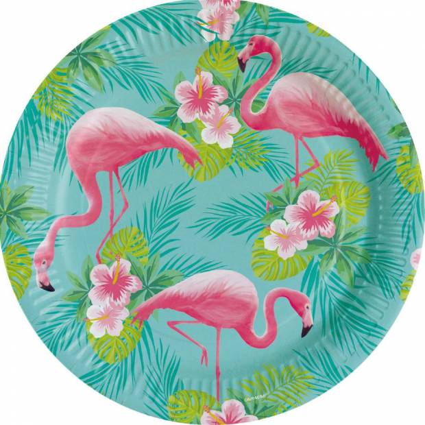 Pappteller 8St. Flamingo 22,8cm