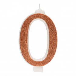 Tortenkerze 12cm glitter gold Zahl 0