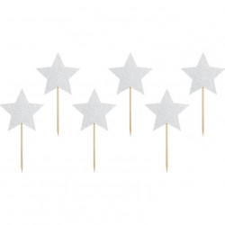 PartyDeco silberne Sterne Muffin Dekoration KPM19-018B dortis