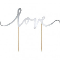 PartyDeco Tortendekoration Silber Love KPT1-018 dortis