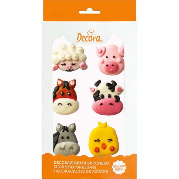 Zuckerdekoration für Kuchen Tiere vom Hof 6 Stücke