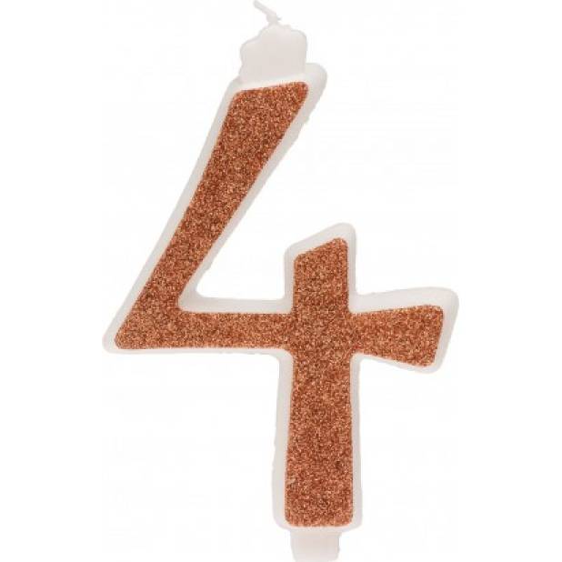 Tortenkerze 12cm glitter gold Nummer 4