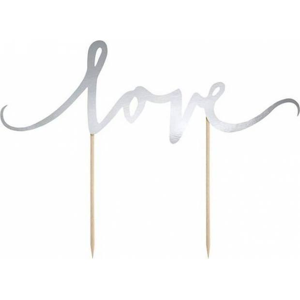 PartyDeco Tortendekoration Silber Love KPT1-018 dortis