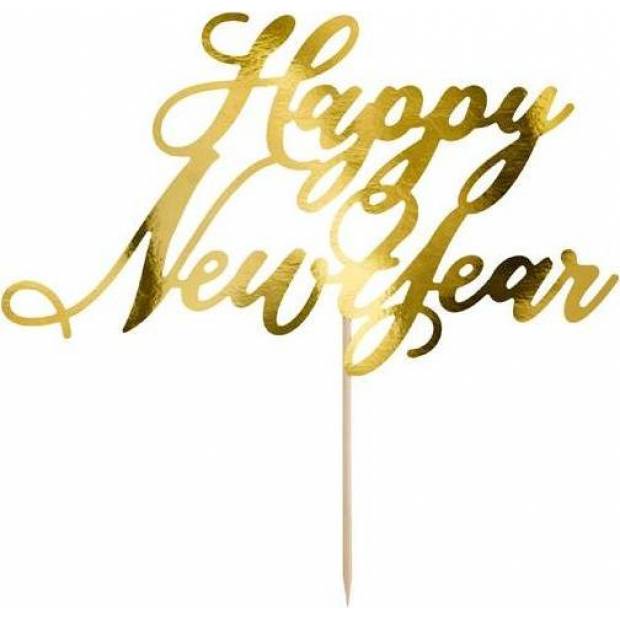PartyDeco gold Kuchen Dekoration Frohes Neues Jahr KPT32-019M dortis