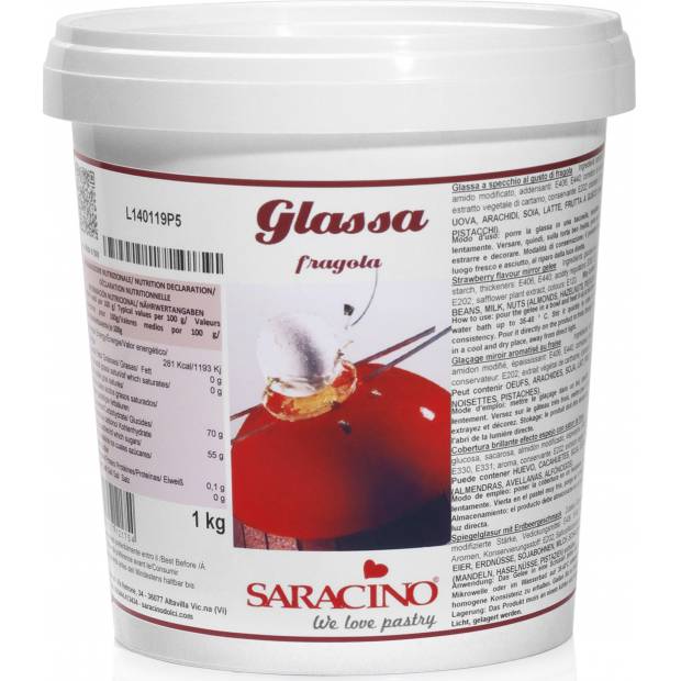 Glazura jahodová 1kg - Saracino