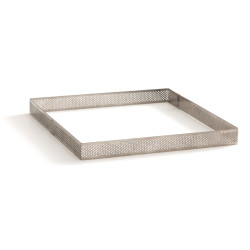 Edelstahl Törtchenform quadratisch 10x10x3,5cm Microforata perforiert