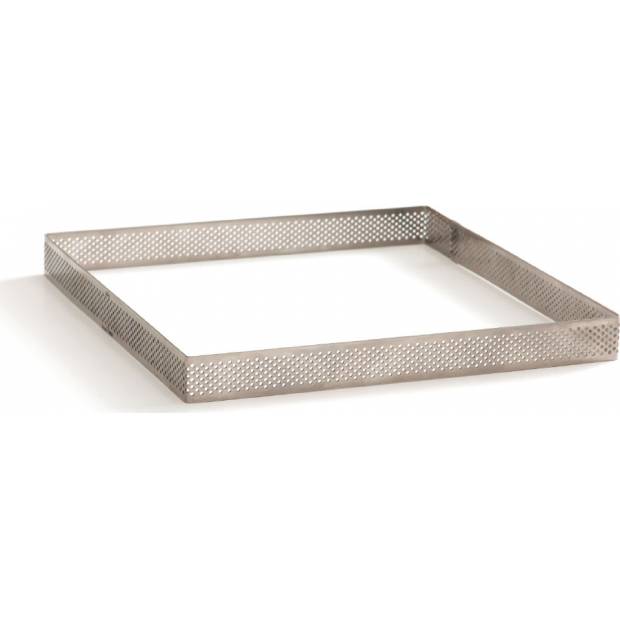 Edelstahl Törtchenform quadratisch 15x15x3,5cm Microforata perforiert
