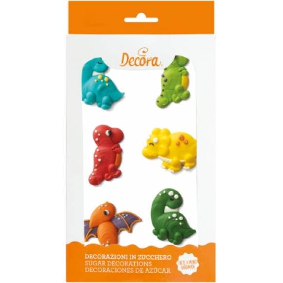 6 Stück Zuckerdekorationen Dinosaurier