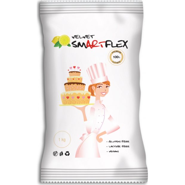 Smartflex Velvet Citron 1 kg im Beutel (Tortenbelag und Modelliermasse) 0145 dortis