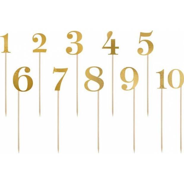 PartyDeco gold Tortendekoration Zahlen (11 Stück) KPZ2-019M dortis