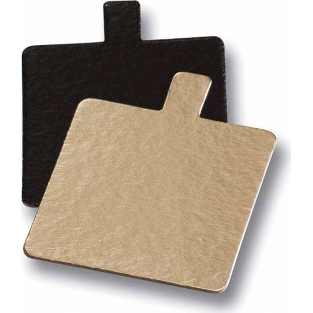 Mini-Dessertmatte schwarz gold quadratisch 8cm 1Stk