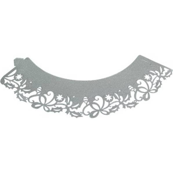 Dekorativer Kragen für Becher 12St. silber