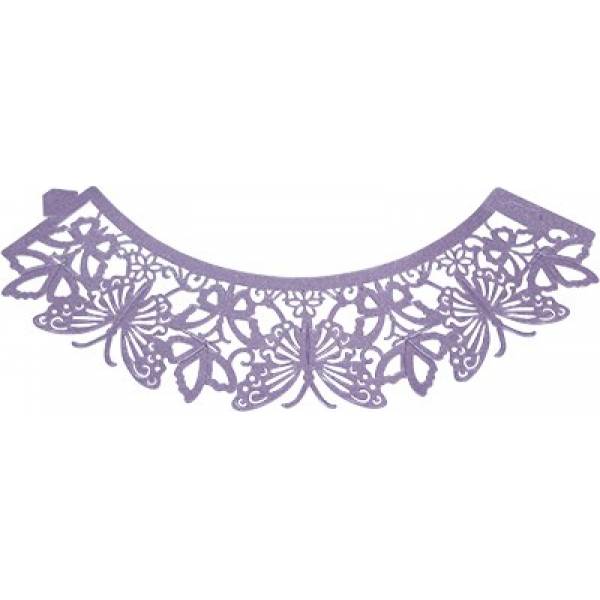 Dekorative Kragen für Cupcakes 12pcs Schmetterling lila