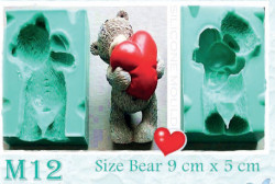 Silikonform Teddybär und Herz