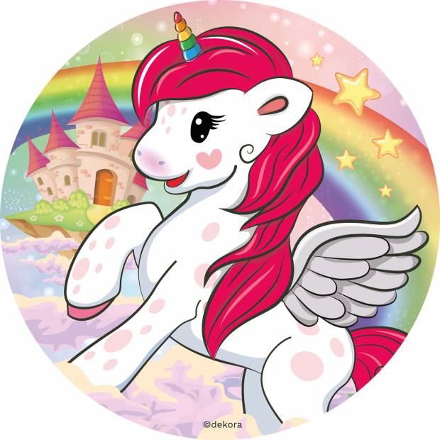 Fondantplatte für Kuchen Einhorn und Regenbogen 16cm