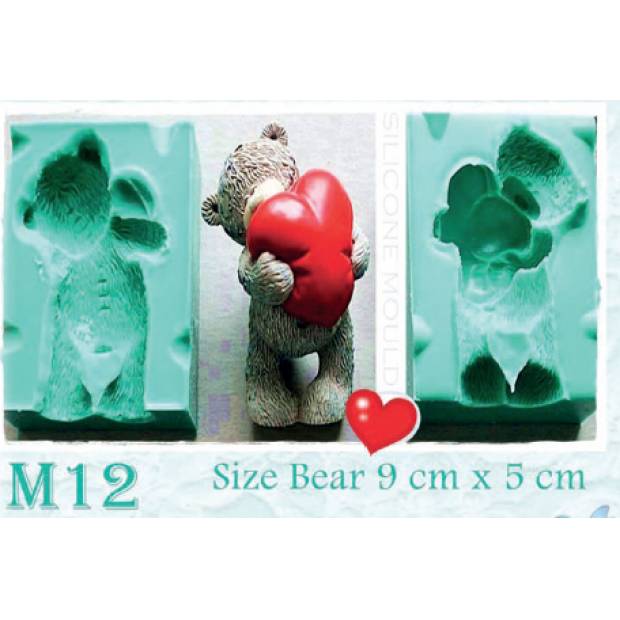 Silikonform Teddybär und Herz