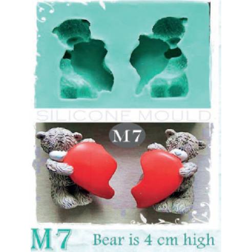 Silikonform mit Teddybären und halbem Herz