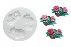 Silikonform einer Rose im Korb 35x35mm