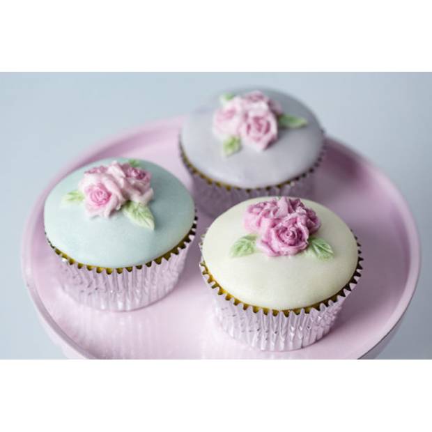 Silikonform für drei Rosetten - ideal für Cupcakes