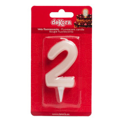 Tortenkerze Nummer 2 leuchtet im Dunkeln 6cm