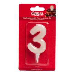 Tortenkerze Nummer 3 leuchtet im Dunkeln 6cm
