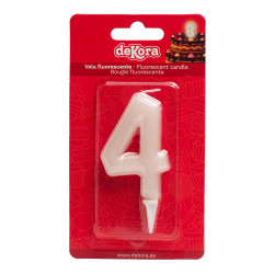 Tortenkerze Nummer 4 leuchtet im Dunkeln 6cm