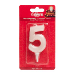 Tortenkerze Nummer 5 leuchtet im Dunkeln 6cm