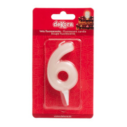 Tortenkerze Nummer 6 weiß 6cm