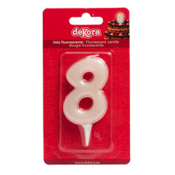 Tortenkerze Nummer 8 leuchtet im Dunkeln 6cm