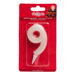 Tortenkerze Nummer 9 leuchtet im Dunkeln 6cm