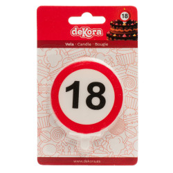 Tortenkerze 6,3cm Verkehrsschild Nummer 18