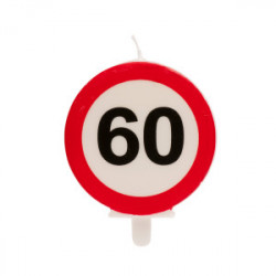 Tortenkerze 6,3cm Verkehrsschild Nummer 60