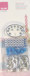 Set von Geburtstagskerzen 7cm 8pcs Kerzen und Zahlen blau