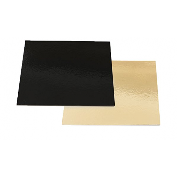 Tortenuntersetzer gold quadratisch schwarz 32x32cm