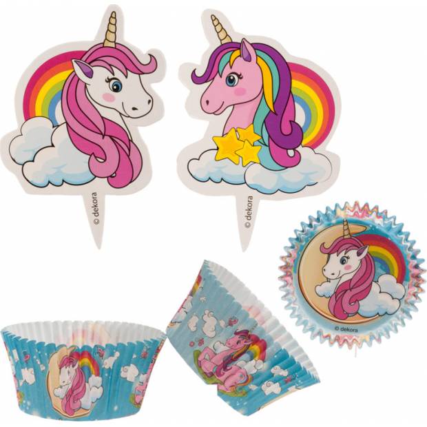 Set aus 24 Einhorn-Cupcakes und Stopfen