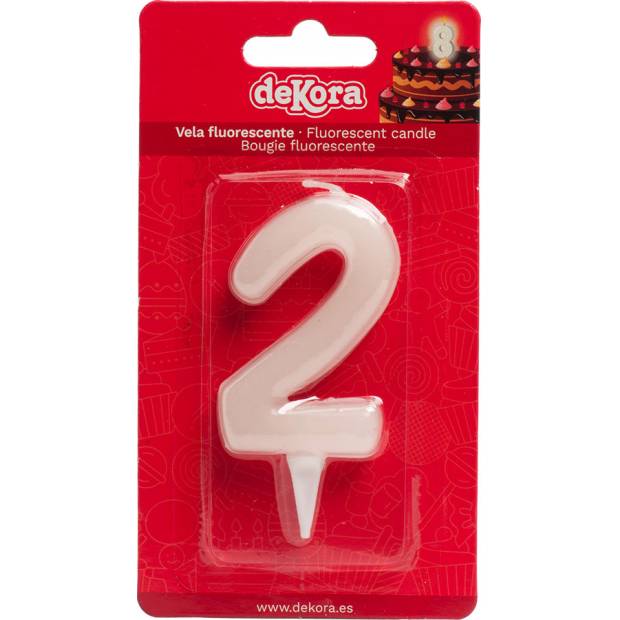 Tortenkerze Nummer 2 leuchtet im Dunkeln 6cm