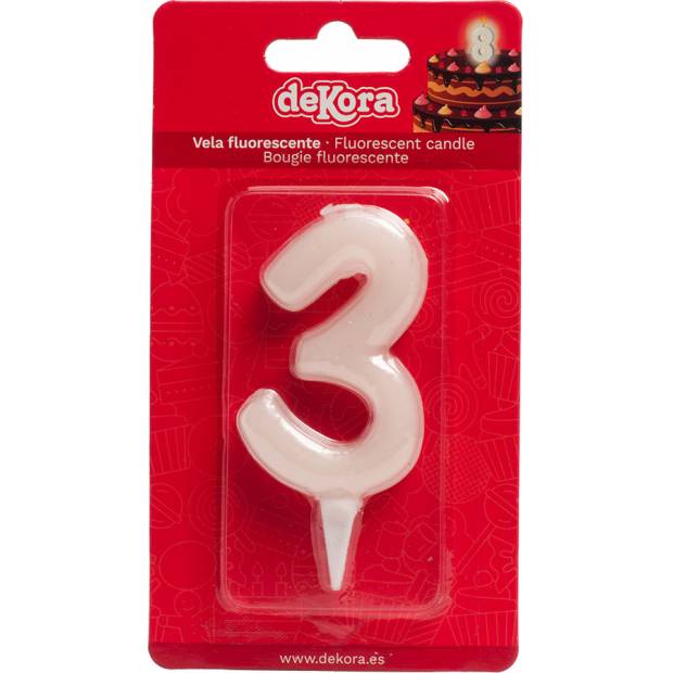 Tortenkerze Nummer 3 leuchtet im Dunkeln 6cm