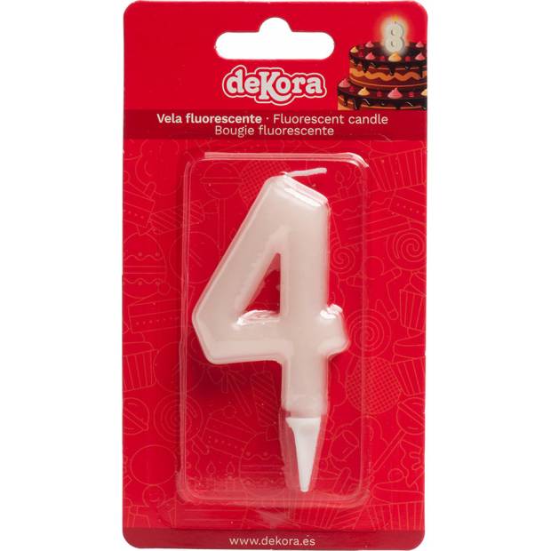 Tortenkerze Nummer 4 leuchtet im Dunkeln 6cm